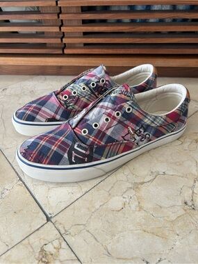 Polo Ralph Lauren Men's Keaton LCL Plaid  Slip-On Boat Sneakers